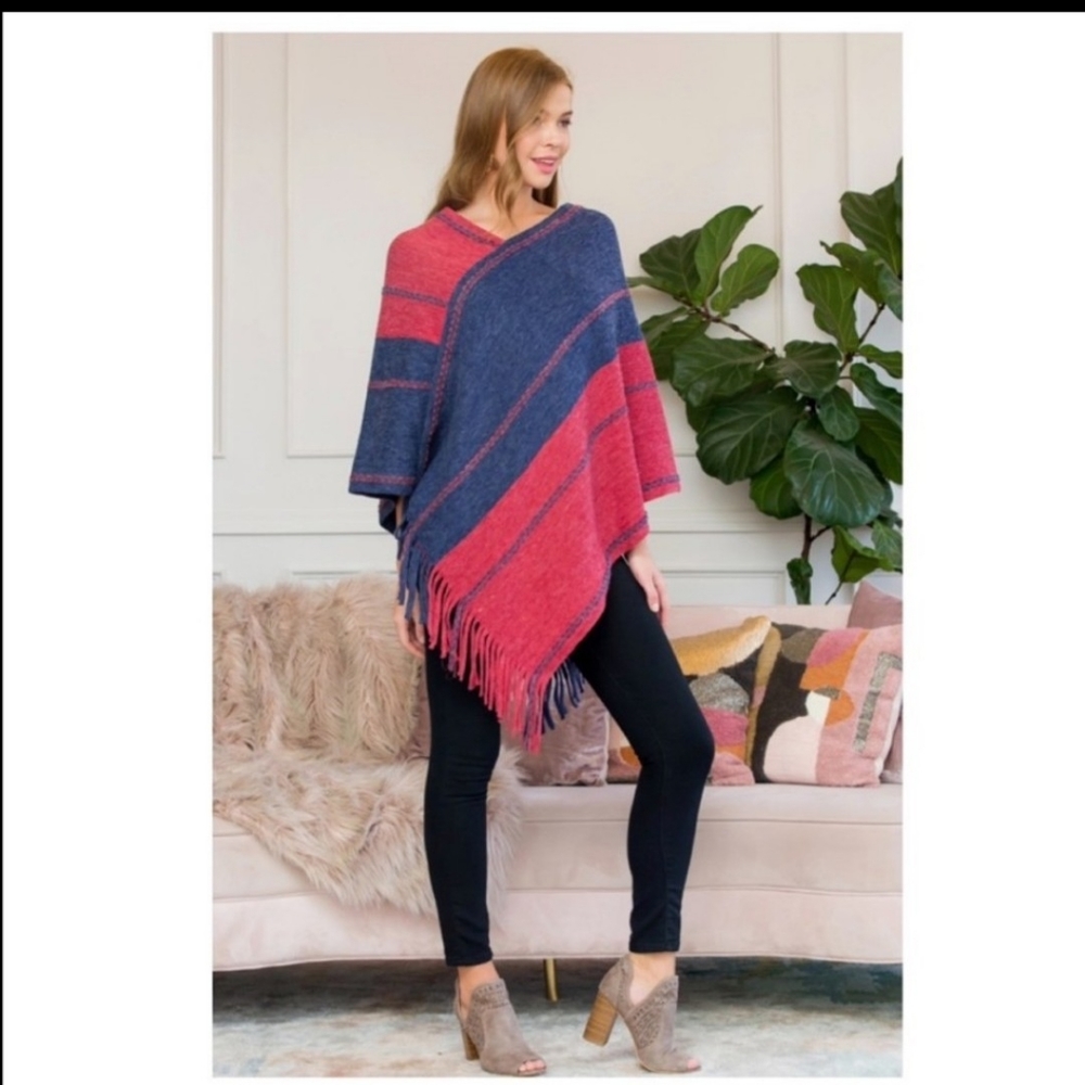 **SOLD**🆑🆑TWO TONE PONCHO.   ONE SIZE.  NEW - Picture 6 of 7